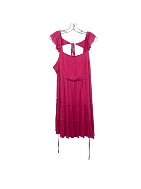Maurices Womens Tiered Dress Cap Flutter Sleeve Keyhole Back Pink Size Large